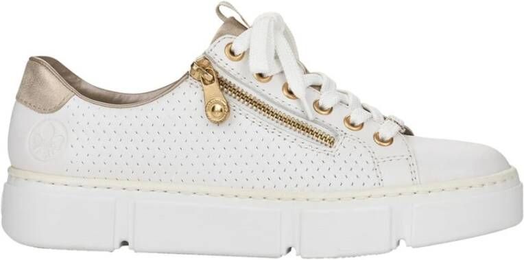 Rieker Plateausneakers met goudkleurige details vrijetijdsschoen lage schoen veterschoen - Foto 5