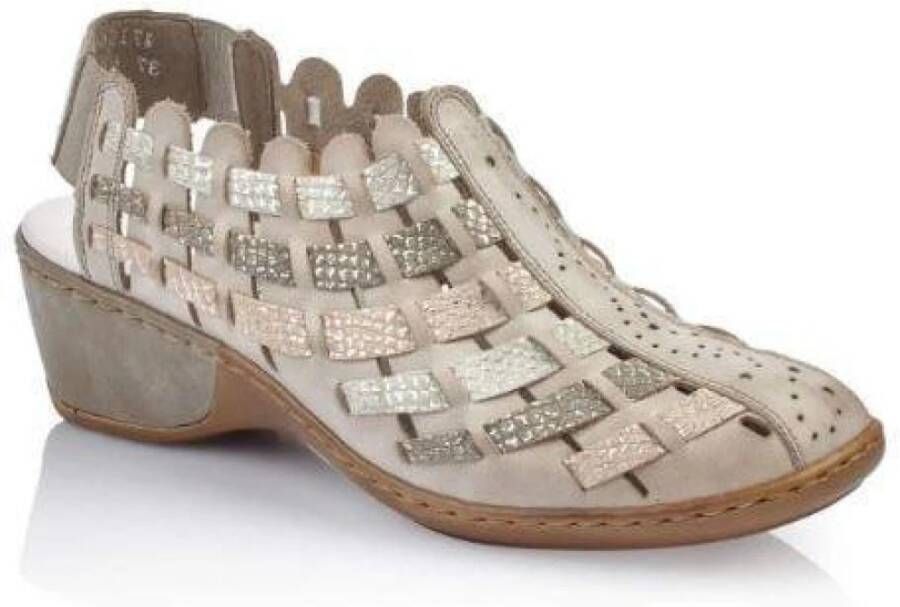 Rieker Lage Hak Glitter Open Teen Schoenen Beige Dames - Foto 3