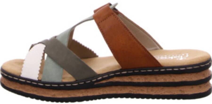 Rieker Slippers sleehak zomerschoen pantoffels met praktisch klittenband
