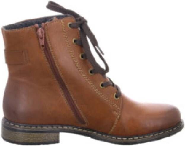 Rieker Veterlaarsjes veterschoenen klassieke laarzen blokhak in used-look
