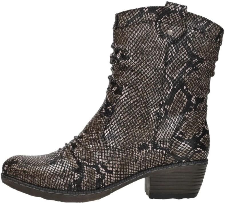 Rieker Korte Laars 93770-27 Bruin Slangen print Warm Gevoerd