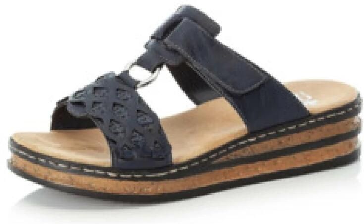 Rieker Slippers sleehak zomerschoen pantoffels met bandjes in gevlochten look