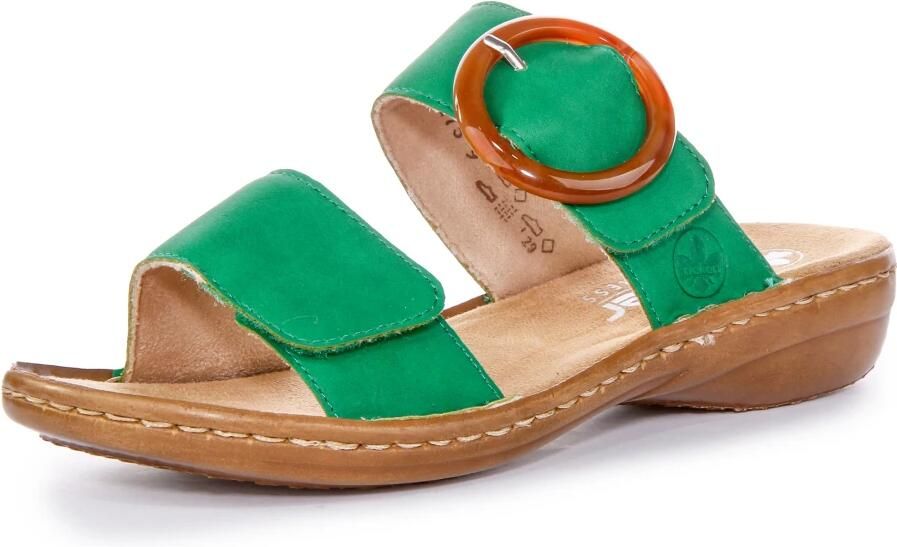 Rieker Slippers wig-hak zomerschoen slippers met grote siergesp - Foto 4