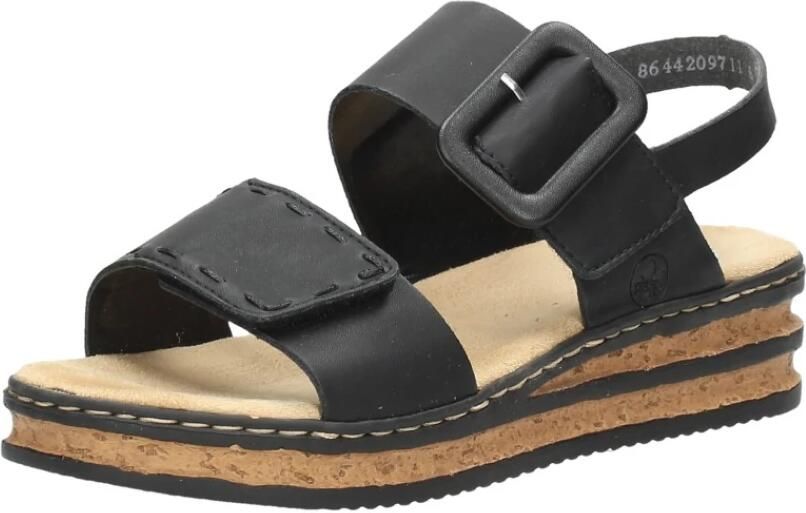 Rieker Sleehaksandaaltjes zomerschoen sandaal sleehak met modieuze decoratieve gesp - Foto 3