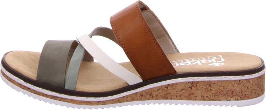 Rieker Comfort Slipper Groen Bruin Wit Bandjes Multicolor Dames - Foto 5
