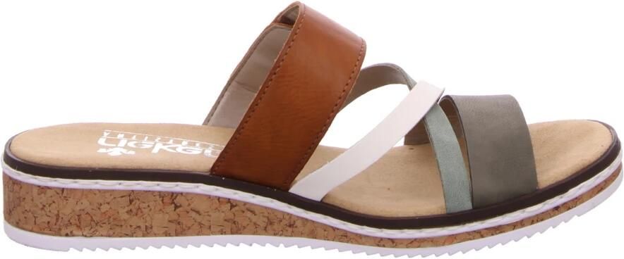 Rieker Comfort Slipper Groen Bruin Wit Bandjes Multicolor Dames - Foto 3