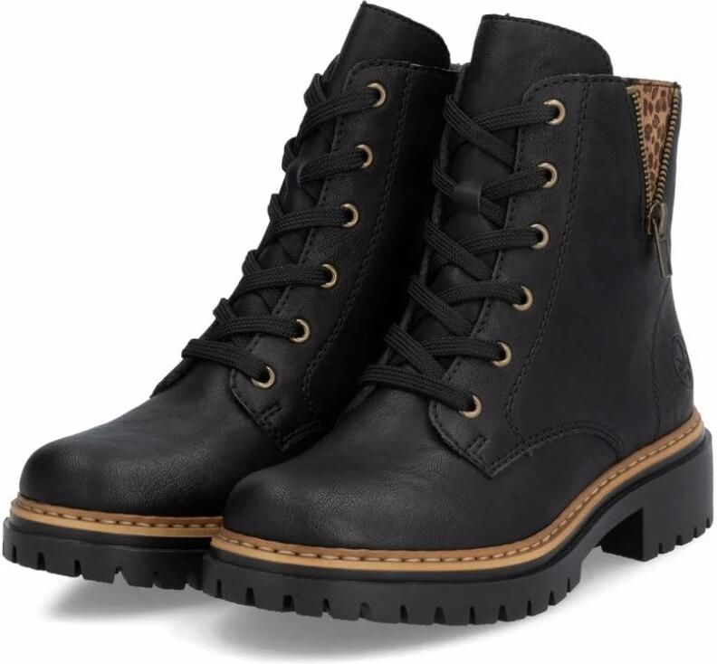 Rieker Veterlaarsjes lace-up boots block heel with practical inner zipper
