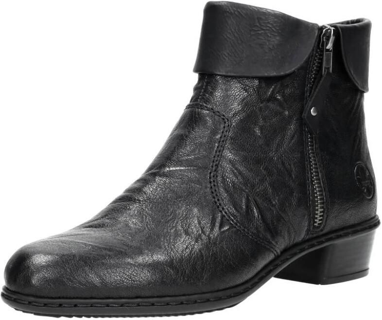 Rieker Comfortabele leren enkellaars met dubbele ritsen Black - Foto 3