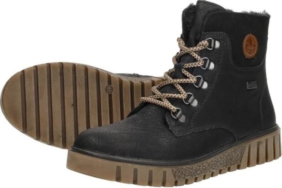 Rieker Zwarte Comfortabele Veterschoenen met Tex Black Dames - Foto 11