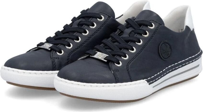 Rieker Plateausneakers veterschoenen lage schoen vrijetijdsschoen met witte randnaad - Foto 4