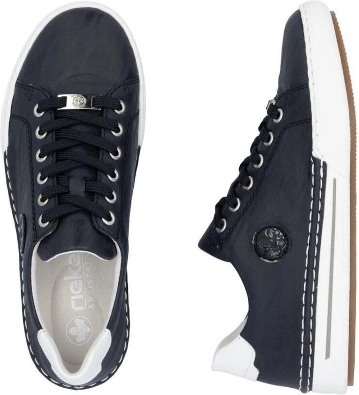 Rieker Plateausneakers veterschoenen lage schoen vrijetijdsschoen met witte randnaad - Foto 2