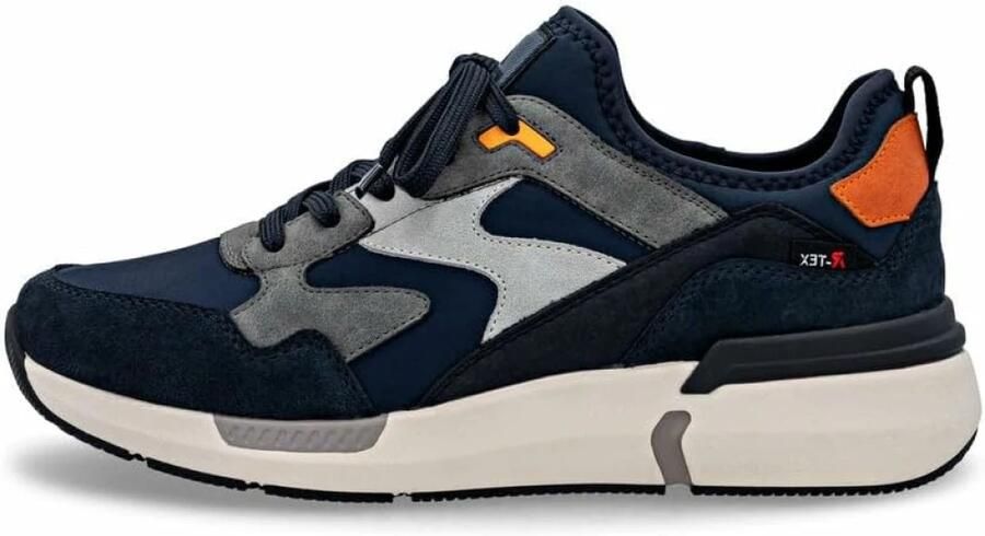 Rieker Sneakers laag blauw grijs lichtgrijs oranje