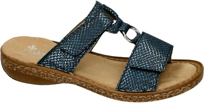 Rieker Slipper 628P9-14 Blauw Zilver Zacht Voetbed