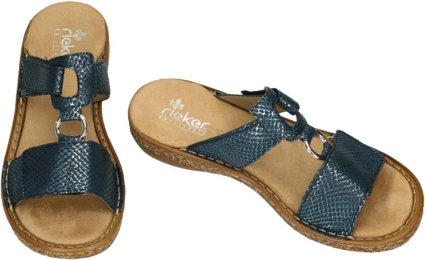 Rieker Slipper 628P9-14 Blauw Zilver Zacht Voetbed - Foto 2