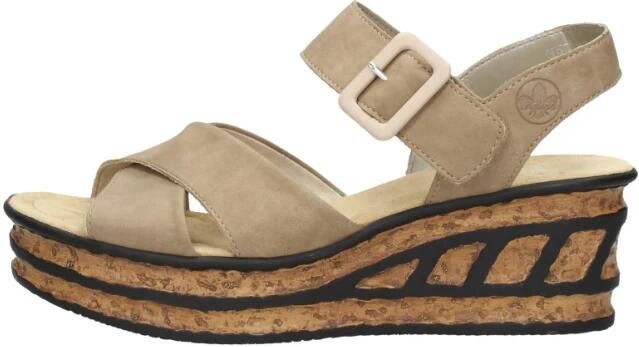 Rieker Zwarte taupe synthetische sandalette met 5 cm hak Beige Dames