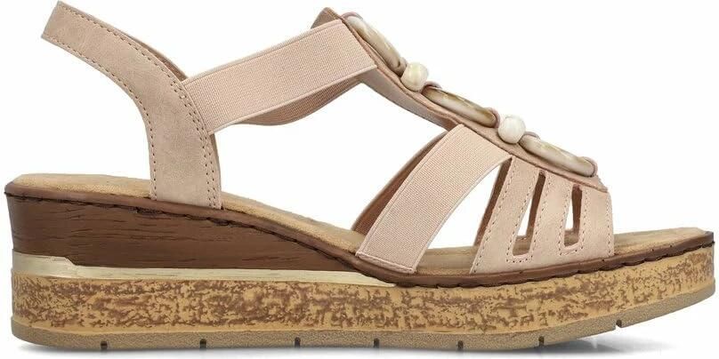 Rieker Sleehaksandaaltjes Zomerschoen sleehaksandaal instapschoen met zij-elastieken