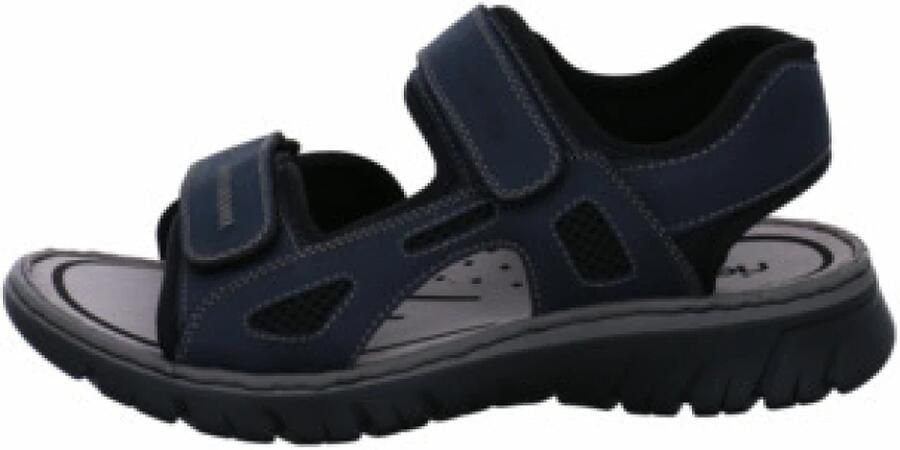 Rieker Zwarte synthetische sliders met comfortabel voetbed en klittenbandsluiting Black