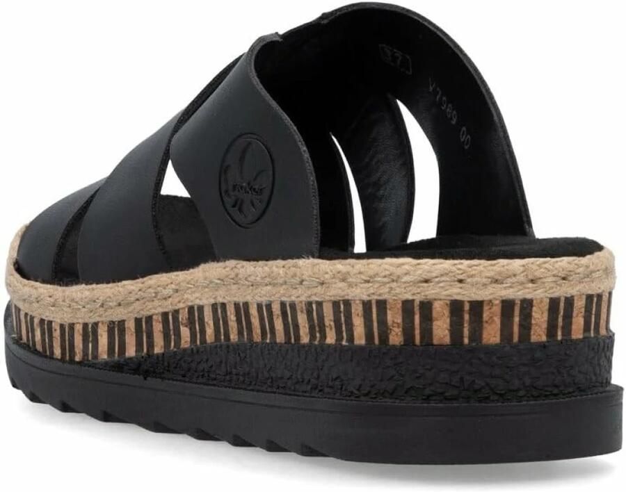 Rieker Slippers sleehak zomerschoen slippers met jute omlijsting - Foto 4