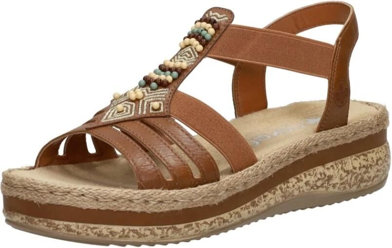 Rieker Bruine sandaal met kralen en platformzool Brown Dames - Foto 3