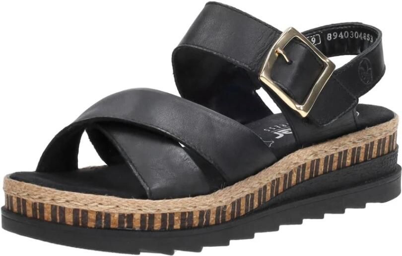 Rieker Comfortabele Leren Sandalen met Verhoogde Zool Black Dames - Foto 8
