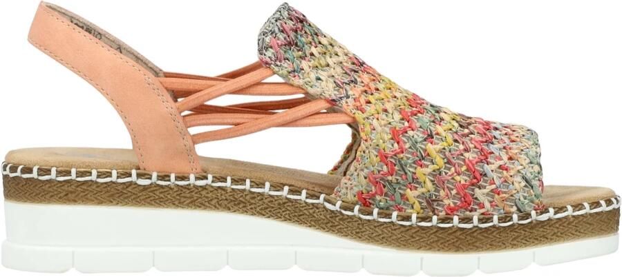 Rieker Sandalen zomerschoen sandaal sleehak in modieuze vlecht-look