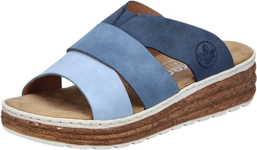 Rieker dames muiltjes blauw comfort wijdte