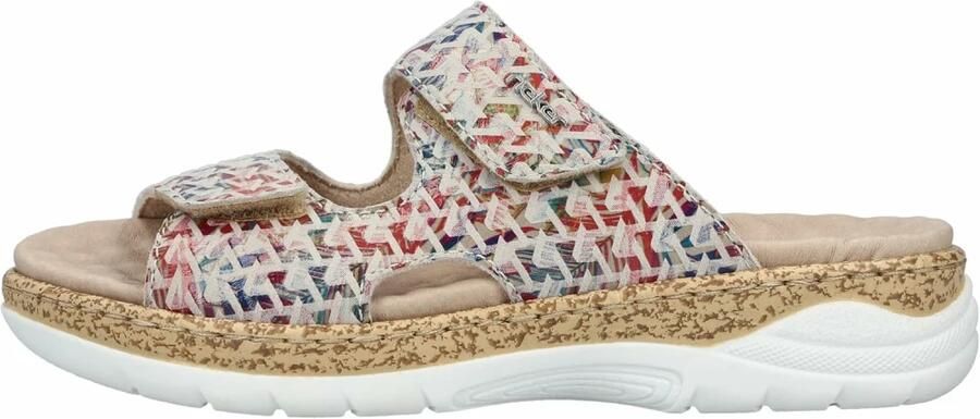 Rieker Slippers Zomerschoen klittenbandschoen pantoffel slippers met genopt voetbed