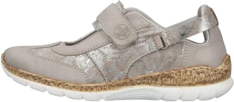Rieker Klittenbandschoenen slipper lage schoen vrijetijdsschoen sneaker sleehak in kurklook - Foto 6