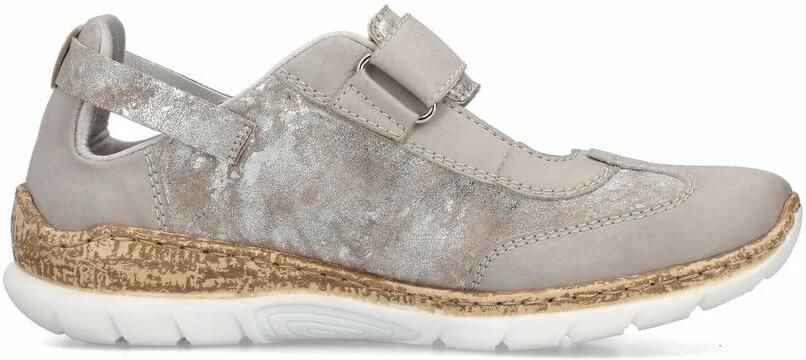 Rieker Klittenbandschoenen slipper lage schoen vrijetijdsschoen sneaker sleehak in kurklook - Foto 2