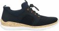 Rieker Slip-on sneakers instapschoen lage schoen slipper vrijetijdsschoen met elastische instap - Blauw