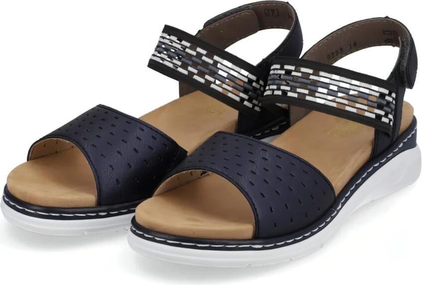 Rieker Stijlvolle Blauwe Leren Platte Sandalen Blauw Dames
