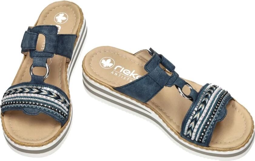Rieker -Dames blauw slippers & muiltjes - Foto 8