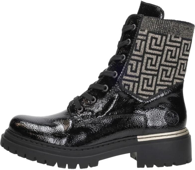 Rieker Veterschoenen enkellaars hakken met textielinzet aan de schacht - Foto 2