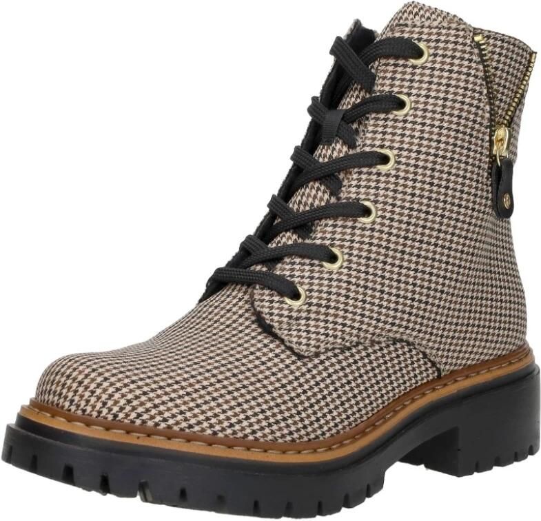 Rieker Veterlaarsjes Veterboots herfstlaarzen profielzool blokhak in pepita-look - Foto 3