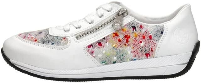 Rieker Comfortabele witte sneaker met leuk print Multicolor Dames