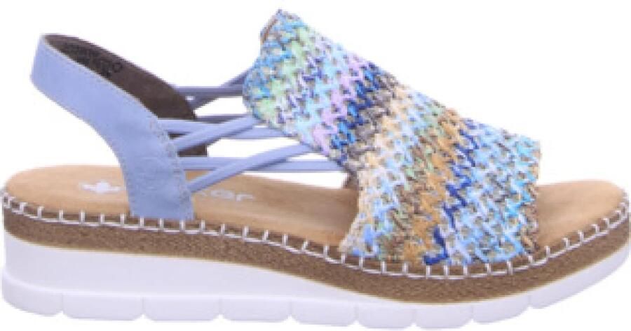 Rieker Sandalen zomerschoen sandaal sleehak in modieuze vlecht-look