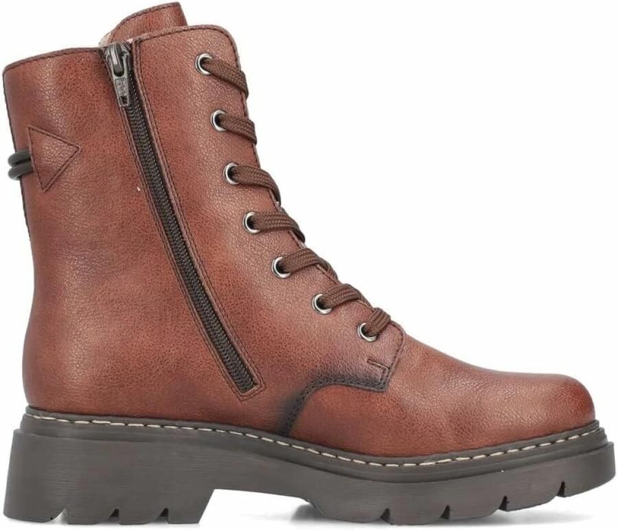 Rieker Dames 76724 Biker Boots Veterlaarzen Blokhak Bruin