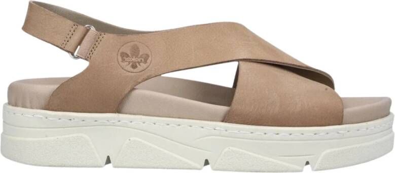 Rieker Beige Open Casual Platte Sandalen Beige Dames