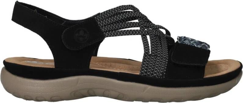 Rieker Sportieve Elastische Band Sandaal Black Dames