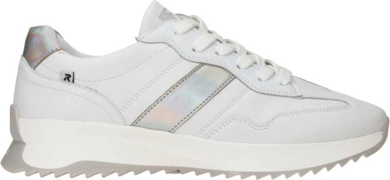 Rieker Sportieve witte sneaker met metallic accenten White Dames