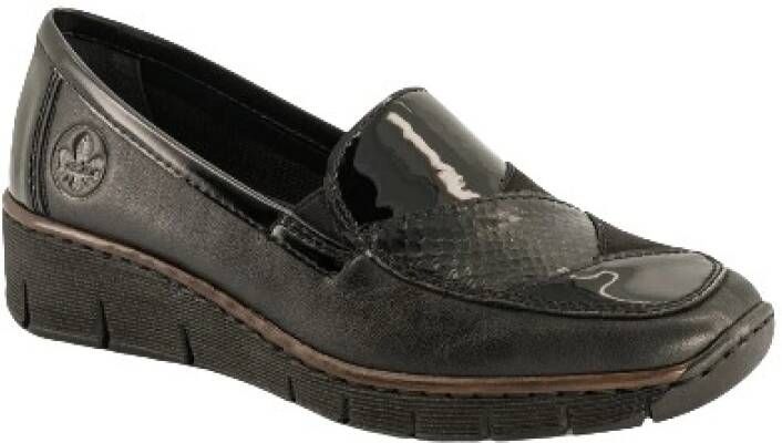 Rieker Stijlvolle Loafers met Elastische Sluiting en 37mm Hakhoogte Black Dames