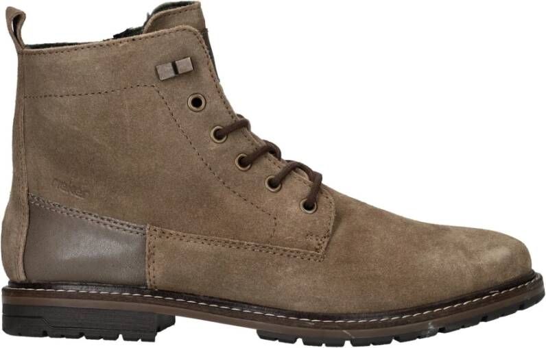 Rieker Suède Veterschoen met Ritssluiting Gray Heren