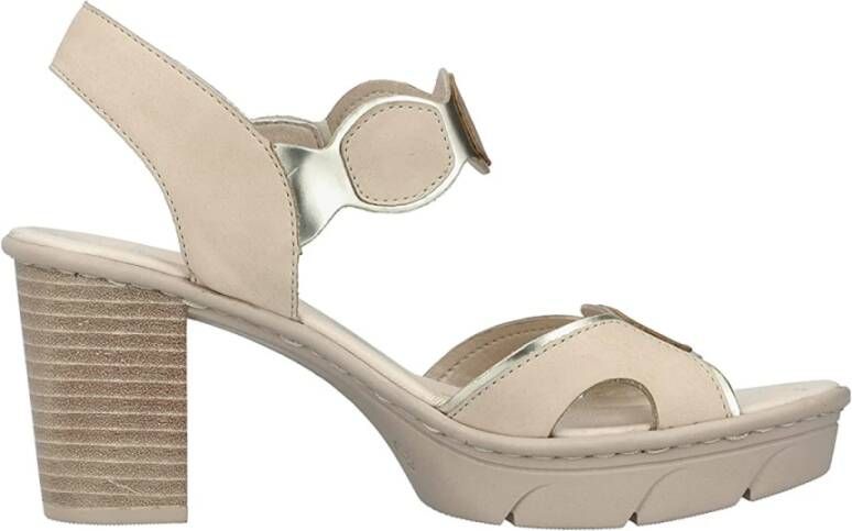 Rieker Taupe dames sleehak sandalen
