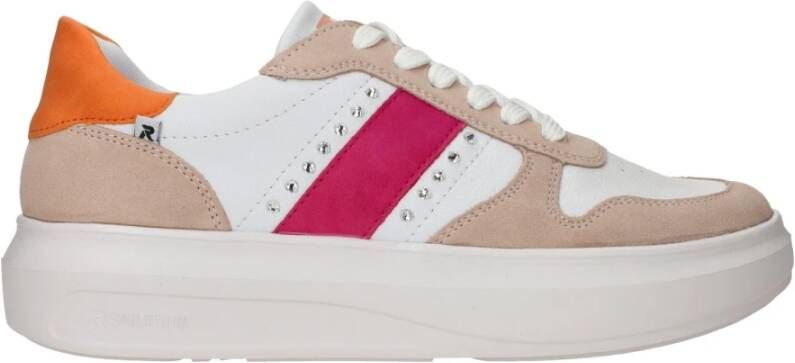 Rieker Witte Leren Sneakers met Glamoureuze Stenen Multicolor Dames - Foto 5
