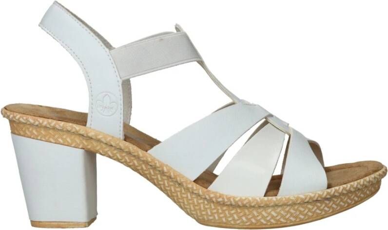 Rieker Witte Sandalette met Elastische Bandjes White Dames