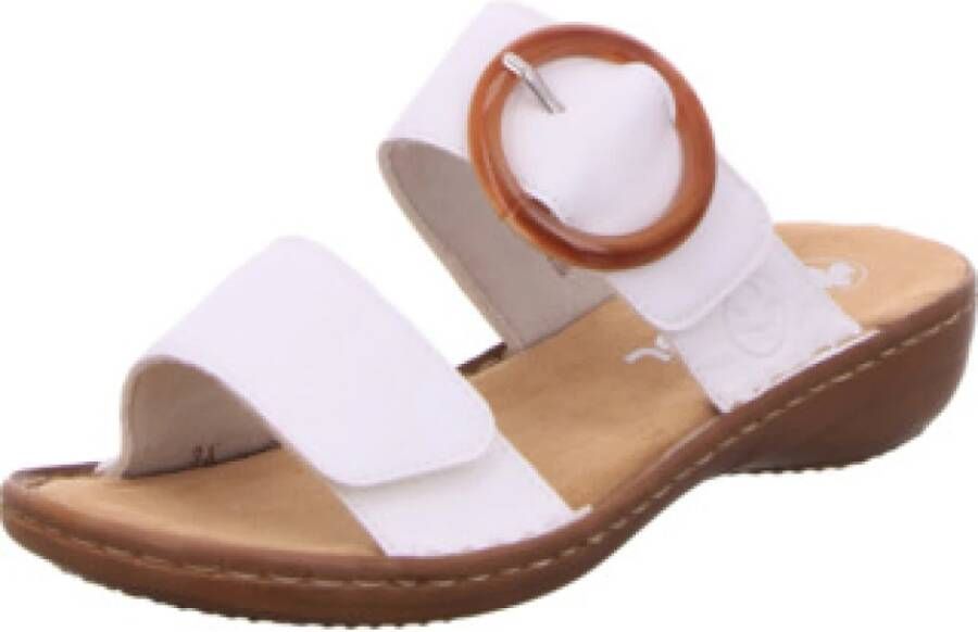 Rieker Slippers sleehak zomerschoen slippers met grote siergesp