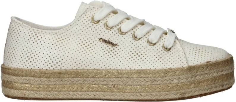 Rieker Zomerse Espadrille Veterschoen White Dames