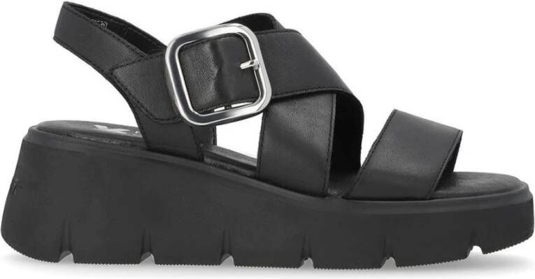 Rieker Zwarte Casual Platte Open Sandalen Black Dames