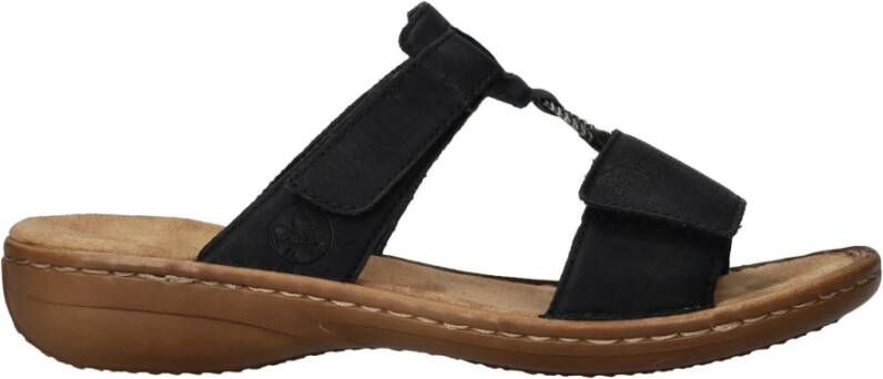 Rieker Zwarte Dames Slip-On Sandalen Black Dames