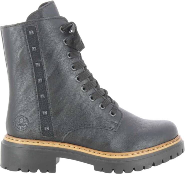 Rieker Hoge veterschoenen enkellaarsjes profielzool blokhak met casual vetersluiting - Foto 4